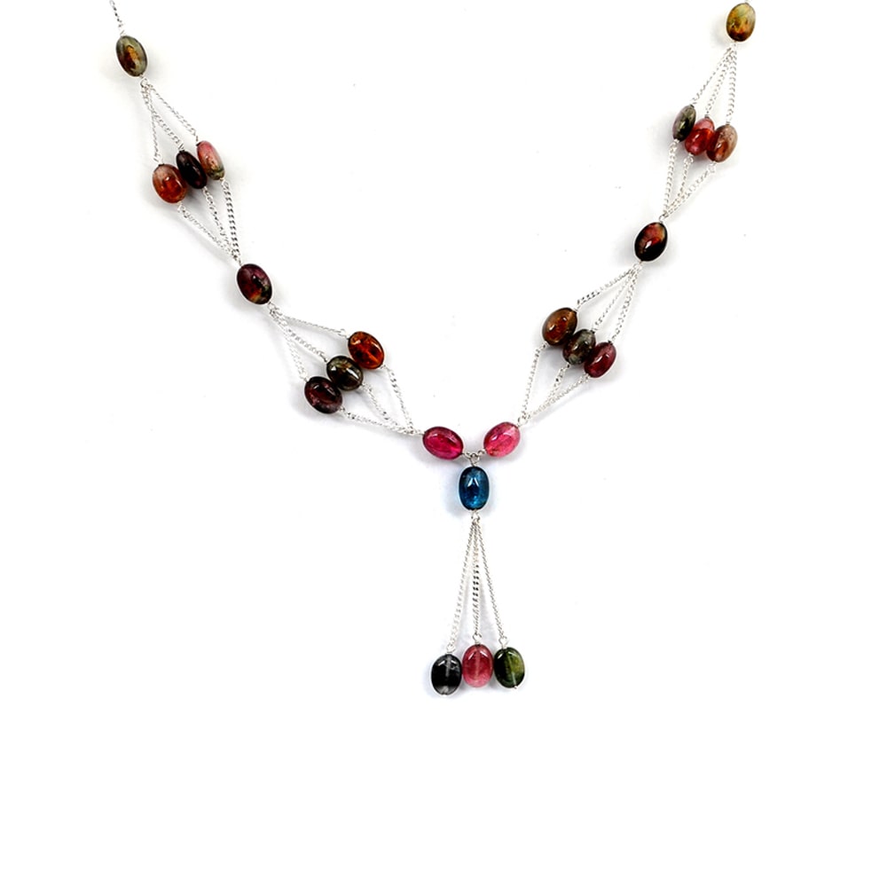 19.5 inch Multi Tourmaline Garnet 925 Solid Sterling Silver Necklaces Silver Jewelry 19.5 inch Multi Tourmaline Garnet 925 Solid Sterling Silver Necklaces Silver Jewelry
